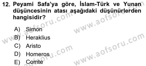 Türkiye´de Sosyoloji Dersi Ara Sınavı Deneme Sınav Soruları 12. Soru