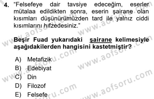 Türkiye´de Sosyoloji Dersi Ara Sınavı Deneme Sınav Soruları 4. Soru