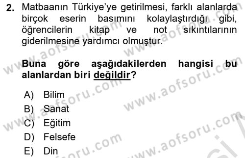 Türkiye´de Sosyoloji Dersi 2020 - 2021 Yılı Yaz Okulu Sınav Soruları 2. Soru