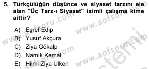 Türkiye´de Sosyoloji Dersi 2020 - 2021 Yılı Yaz Okulu Sınav Soruları 5. Soru