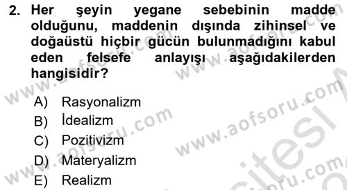 Türkiye´de Sosyoloji Dersi 2021 - 2022 Yılı (Vize) Ara Sınav Soruları 2. Soru