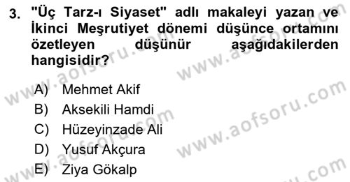 Türkiye´de Sosyoloji Dersi 2021 - 2022 Yılı (Final) Dönem Sonu Sınav Soruları 3. Soru