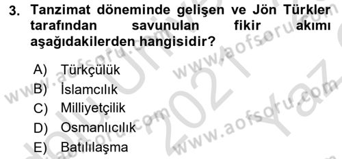 Türkiye´de Sosyoloji Dersi 2021 - 2022 Yılı Yaz Okulu Sınav Soruları 3. Soru