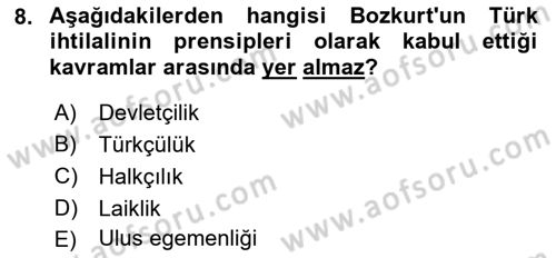 Türkiye´de Sosyoloji Dersi 2021 - 2022 Yılı Yaz Okulu Sınav Soruları 8. Soru