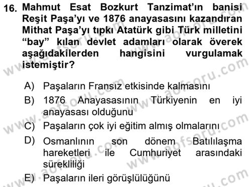 Türkiye´de Sosyoloji Dersi 2022 - 2023 Yılı (Vize) Ara Sınavı 16. Soru