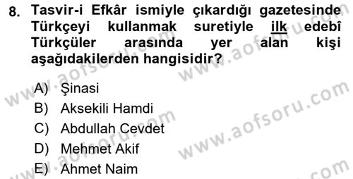 Türkiye´de Sosyoloji Dersi 2022 - 2023 Yılı (Vize) Ara Sınavı 8. Soru