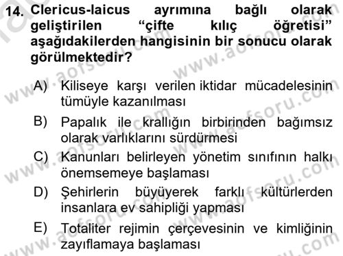 Türkiye´de Sosyoloji Dersi 2022 - 2023 Yılı (Final) Dönem Sonu Sınav Soruları 14. Soru