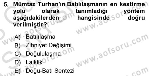 Türkiye´de Sosyoloji Dersi 2022 - 2023 Yılı (Final) Dönem Sonu Sınav Soruları 5. Soru