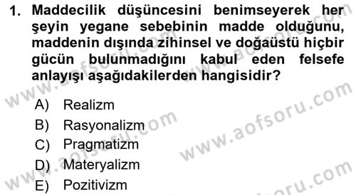 Türkiye´de Sosyoloji Dersi 2022 - 2023 Yılı Yaz Okulu Sınav Soruları 1. Soru