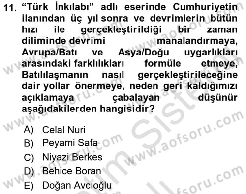 Türkiye´de Sosyoloji Dersi 2022 - 2023 Yılı Yaz Okulu Sınav Soruları 11. Soru