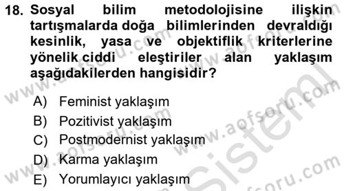 Türkiye´de Sosyoloji Dersi 2022 - 2023 Yılı Yaz Okulu Sınav Soruları 18. Soru