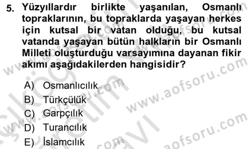 Türkiye´de Sosyoloji Dersi 2022 - 2023 Yılı Yaz Okulu Sınav Soruları 5. Soru