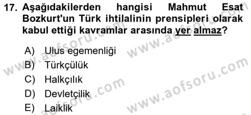 Türkiye´de Sosyoloji Dersi 2023 - 2024 Yılı (Vize) Ara Sınav Soruları 17. Soru