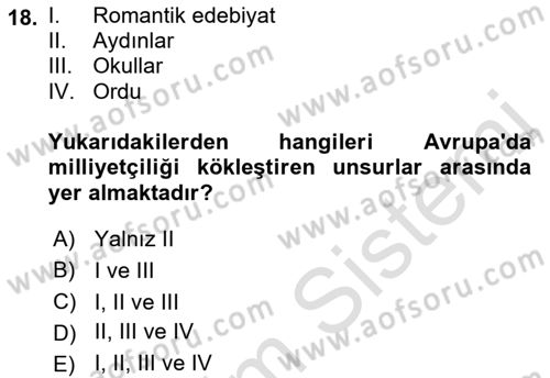 Türkiye´de Sosyoloji Dersi Ara Sınavı Deneme Sınav Soruları 18. Soru