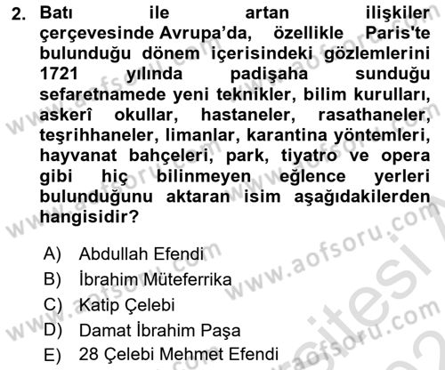 Türkiye´de Sosyoloji Dersi Ara Sınavı Deneme Sınav Soruları 2. Soru