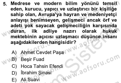 Türkiye´de Sosyoloji Dersi 2023 - 2024 Yılı (Vize) Ara Sınav Soruları 5. Soru