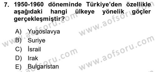 Türkiye´de Sosyoloji Dersi 2023 - 2024 Yılı (Final) Dönem Sonu Sınav Soruları 7. Soru
