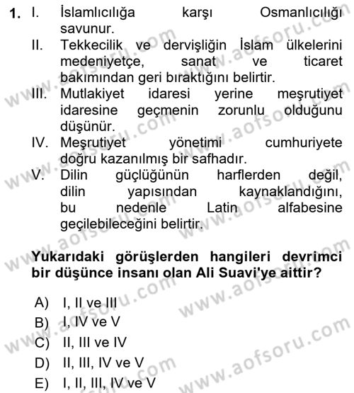 Türkiye´de Sosyoloji Dersi 2023 - 2024 Yılı Yaz Okulu Sınav Soruları 1. Soru
