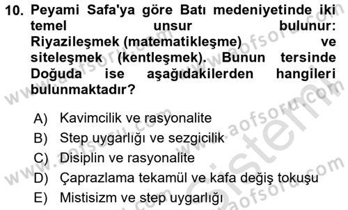 Türkiye´de Sosyoloji Dersi 2023 - 2024 Yılı Yaz Okulu Sınav Soruları 10. Soru