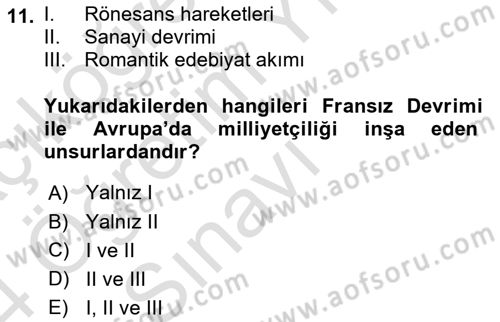 Türkiye´de Sosyoloji Dersi 2023 - 2024 Yılı Yaz Okulu Sınav Soruları 11. Soru