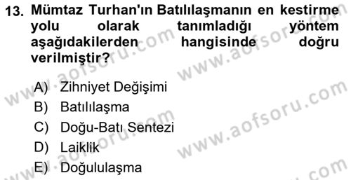 Türkiye´de Sosyoloji Dersi 2023 - 2024 Yılı Yaz Okulu Sınav Soruları 13. Soru