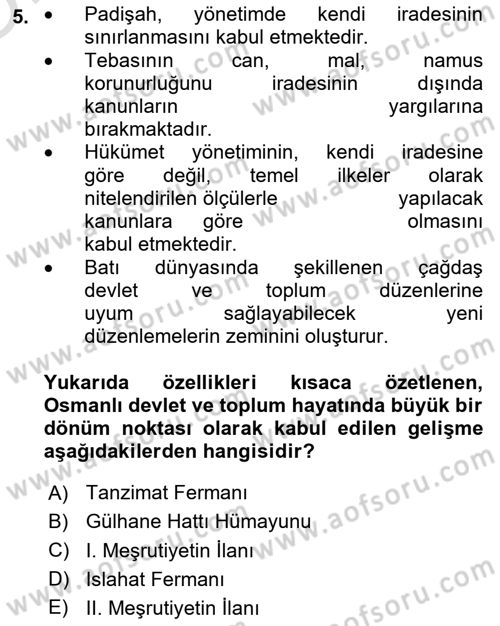 Türkiye´de Sosyoloji Dersi 2023 - 2024 Yılı Yaz Okulu Sınav Soruları 5. Soru
