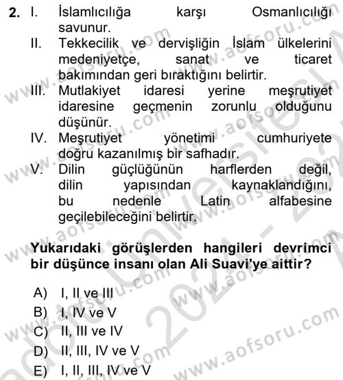 Türkiye´de Sosyoloji Dersi Ara Sınavı Deneme Sınav Soruları 2. Soru