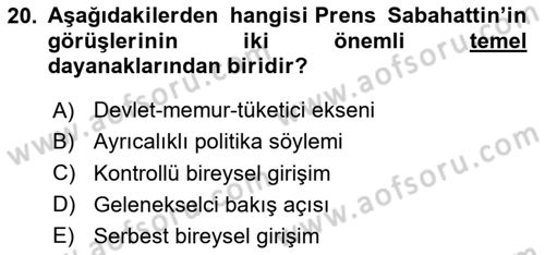 Türkiye´de Sosyoloji Dersi 2024 - 2025 Yılı (Final) Dönem Sonu Sınav Soruları 20. Soru