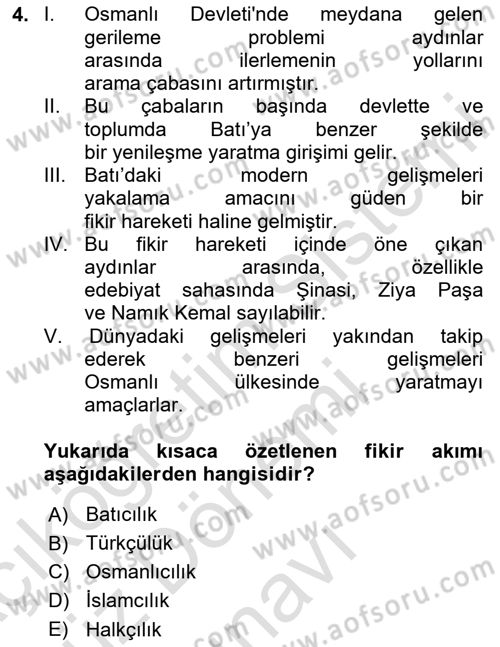 Türkiye´de Sosyoloji Dersi 2024 - 2025 Yılı (Final) Dönem Sonu Sınav Soruları 4. Soru