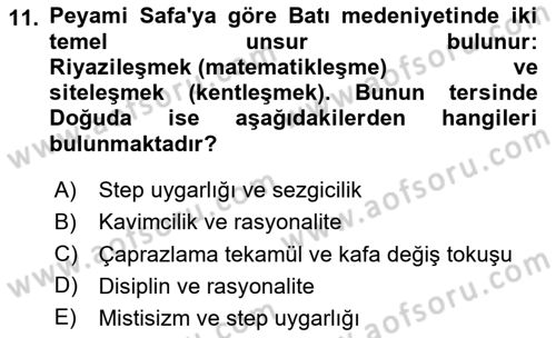 Türkiye´de Sosyoloji Dersi 2024 - 2025 Yılı Yaz Okulu Sınav Soruları 11. Soru