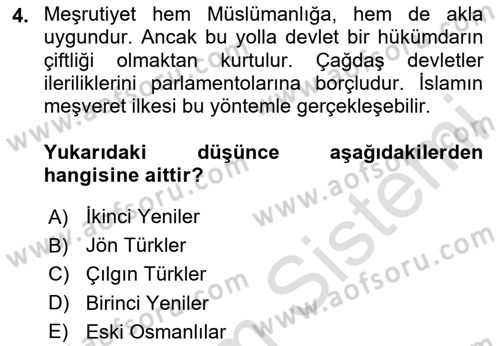 Türkiye´de Sosyoloji Dersi 2024 - 2025 Yılı Yaz Okulu Sınav Soruları 4. Soru