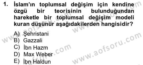 Din ve Toplum Dersi 2012 - 2013 Yılı (Vize) Ara Sınav Soruları 1. Soru