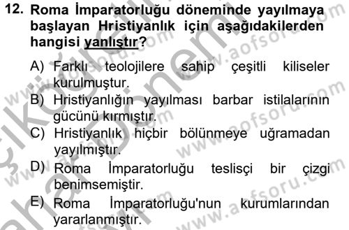 Din ve Toplum Dersi 2012 - 2013 Yılı (Vize) Ara Sınav Soruları 12. Soru