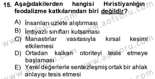 Din ve Toplum Dersi 2012 - 2013 Yılı (Vize) Ara Sınav Soruları 15. Soru