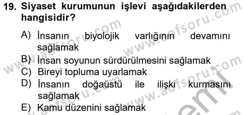 Din ve Toplum Dersi 2012 - 2013 Yılı (Vize) Ara Sınav Soruları 19. Soru