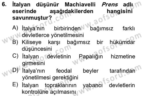 Din ve Toplum Dersi 2012 - 2013 Yılı (Vize) Ara Sınav Soruları 6. Soru
