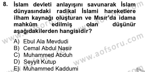 Din ve Toplum Dersi 2012 - 2013 Yılı (Vize) Ara Sınav Soruları 8. Soru