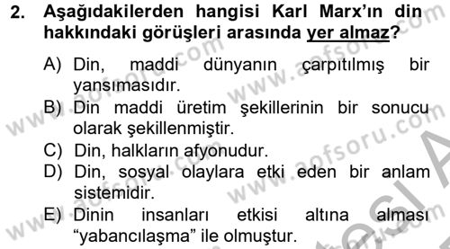 Din ve Toplum Dersi 2012 - 2013 Yılı (Final) Dönem Sonu Sınav Soruları 2. Soru