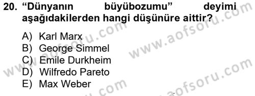 Din ve Toplum Dersi 2012 - 2013 Yılı (Final) Dönem Sonu Sınav Soruları 20. Soru
