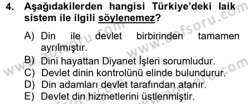 Din ve Toplum Dersi 2012 - 2013 Yılı (Final) Dönem Sonu Sınav Soruları 4. Soru