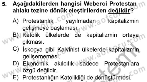 Din ve Toplum Dersi 2012 - 2013 Yılı (Final) Dönem Sonu Sınav Soruları 5. Soru