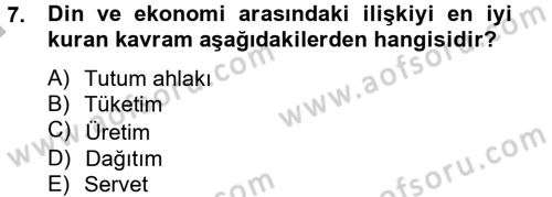 Din ve Toplum Dersi 2012 - 2013 Yılı (Final) Dönem Sonu Sınav Soruları 7. Soru