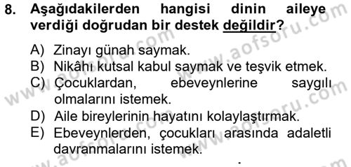 Din ve Toplum Dersi 2012 - 2013 Yılı (Final) Dönem Sonu Sınav Soruları 8. Soru