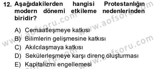 Din ve Toplum Dersi 2013 - 2014 Yılı (Vize) Ara Sınav Soruları 12. Soru