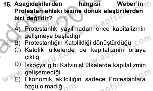 Din ve Toplum Dersi 2013 - 2014 Yılı (Vize) Ara Sınav Soruları 15. Soru