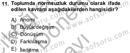 Din ve Toplum Dersi 2013 - 2014 Yılı (Final) Dönem Sonu Sınav Soruları 11. Soru