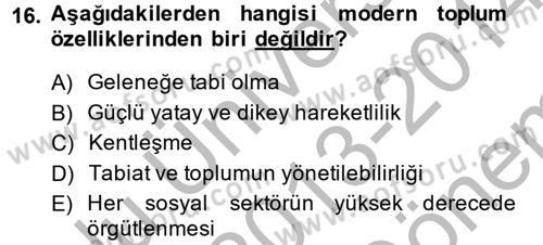 Din ve Toplum Dersi 2013 - 2014 Yılı (Final) Dönem Sonu Sınav Soruları 16. Soru