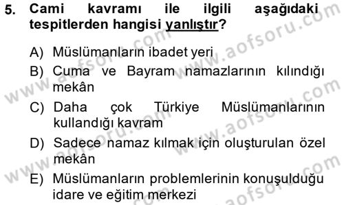 Din ve Toplum Dersi 2013 - 2014 Yılı (Final) Dönem Sonu Sınav Soruları 5. Soru