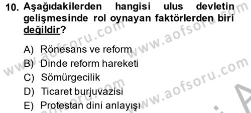 Din ve Toplum Dersi 2014 - 2015 Yılı (Vize) Ara Sınav Soruları 10. Soru