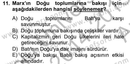 Din ve Toplum Dersi 2014 - 2015 Yılı (Vize) Ara Sınav Soruları 11. Soru